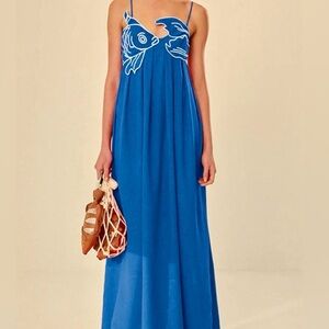 FARM Rio Vibrant Blue Fish Maxi Dress